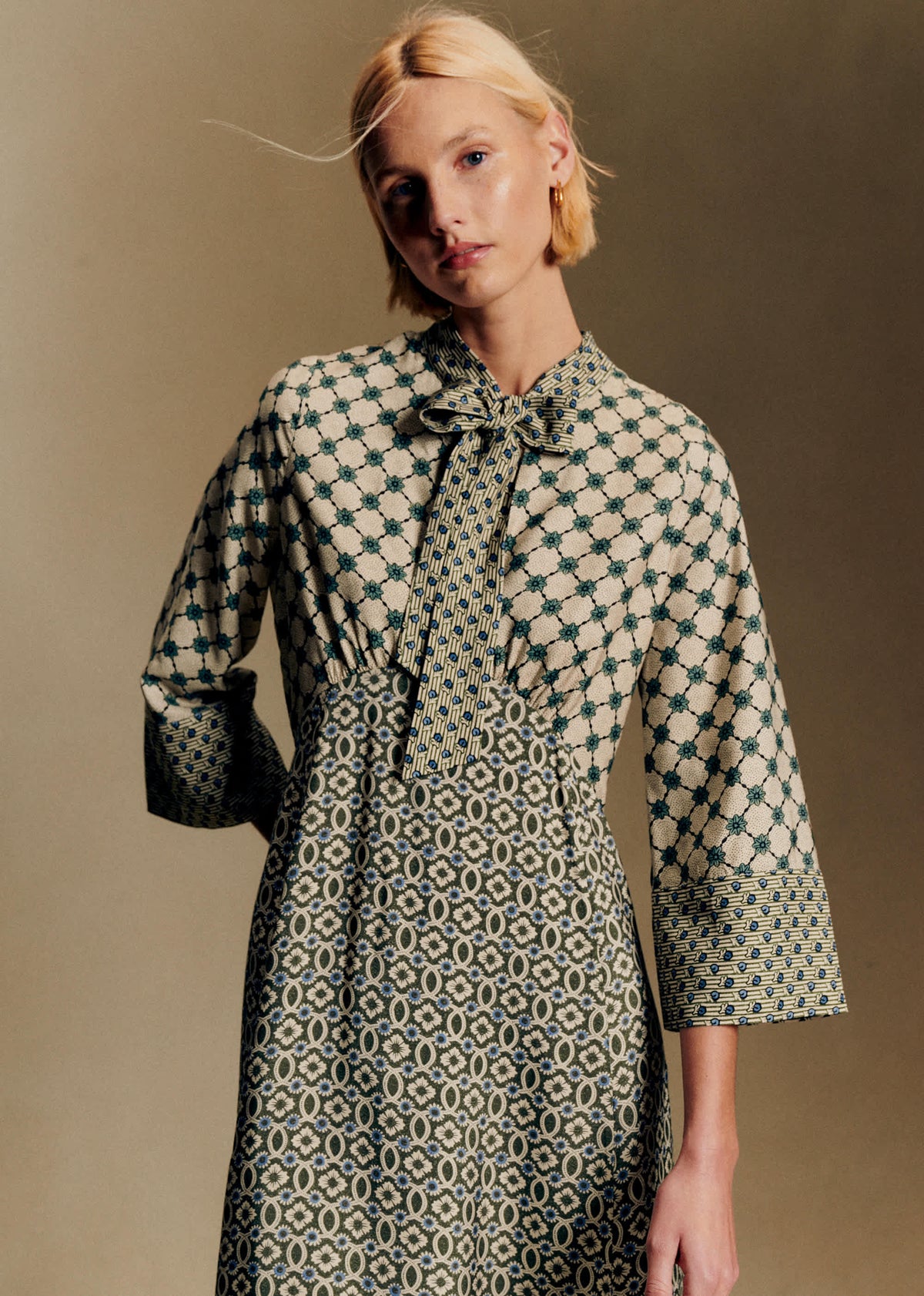 Robe Vinia - Sézane x Antoinette Poisson - Imprimé Patchwork Dominote