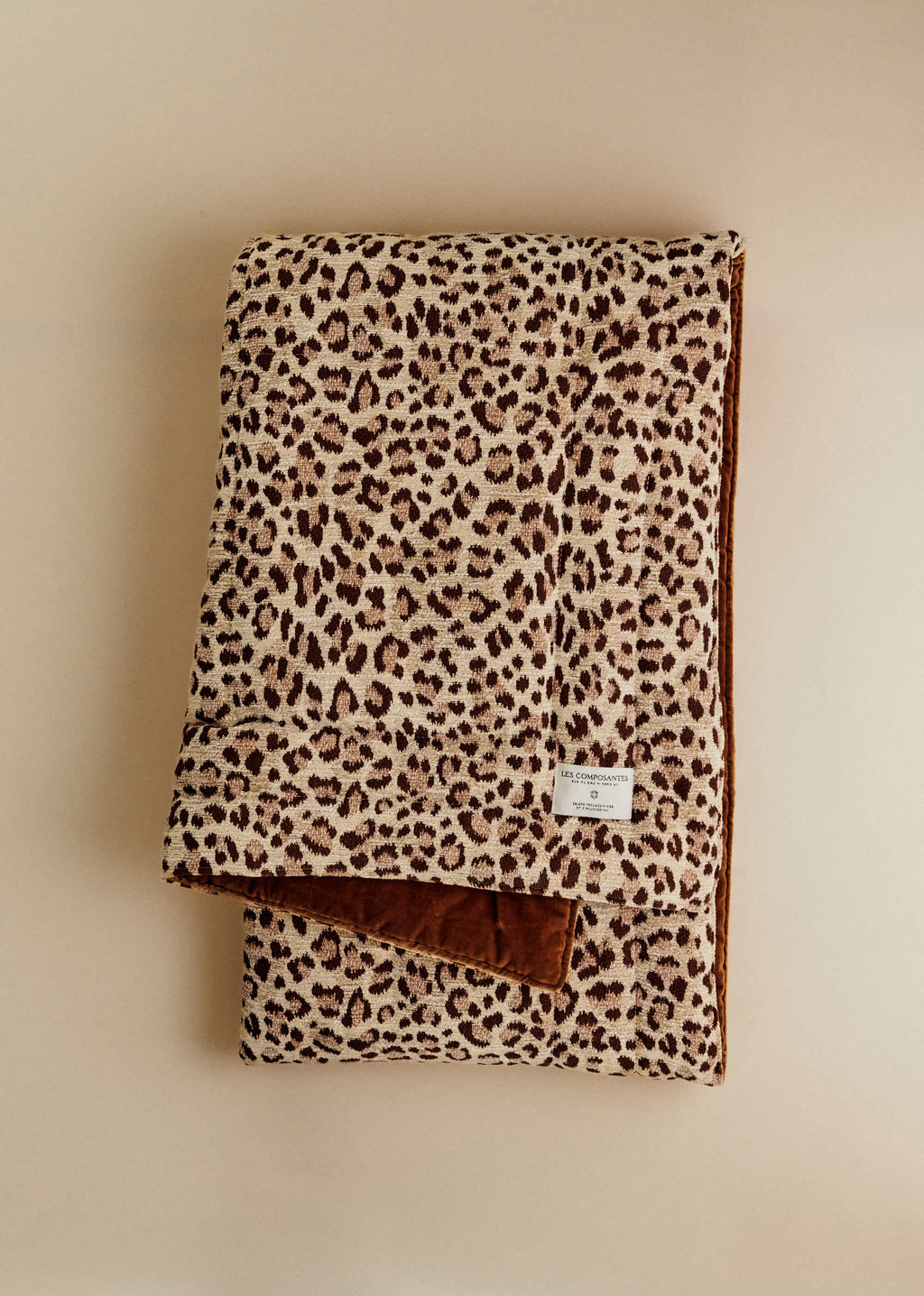 Sofa Cover - Léopard Écru et Café - Velours Caramel