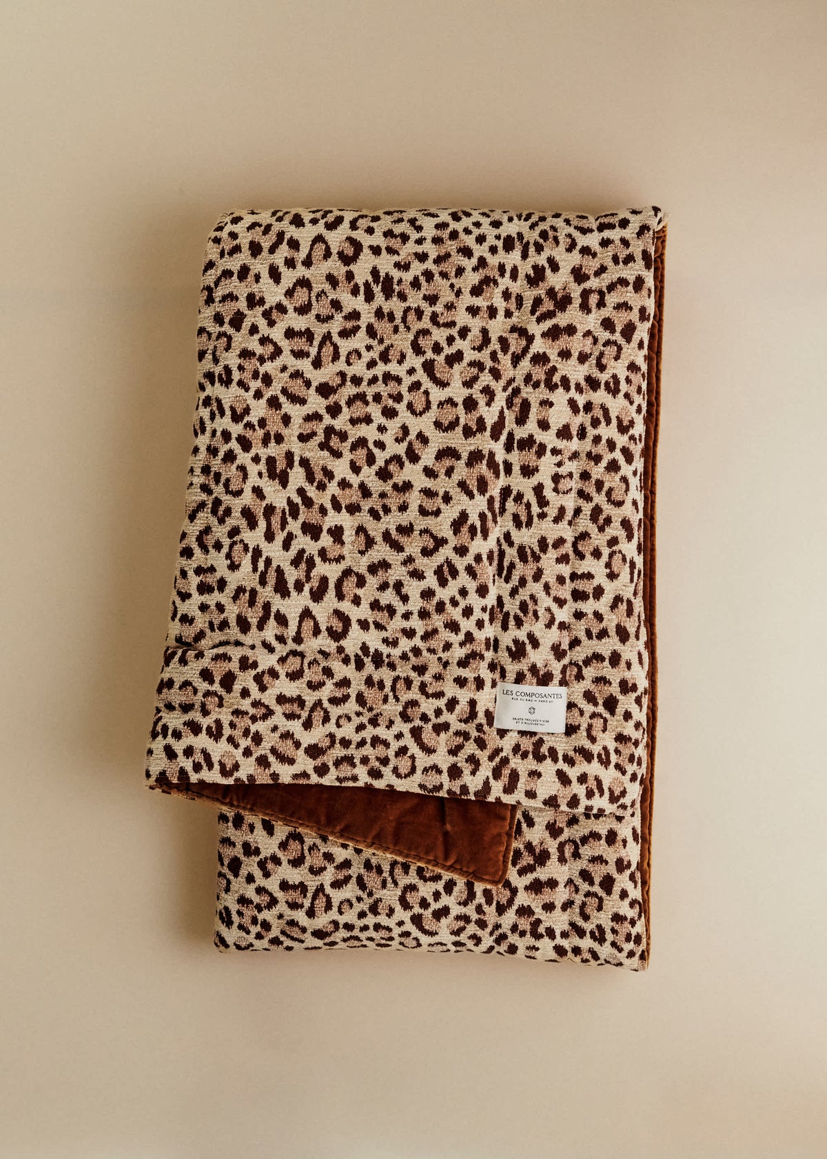Sofa Cover - Léopard Écru et Café - Velours Caramel