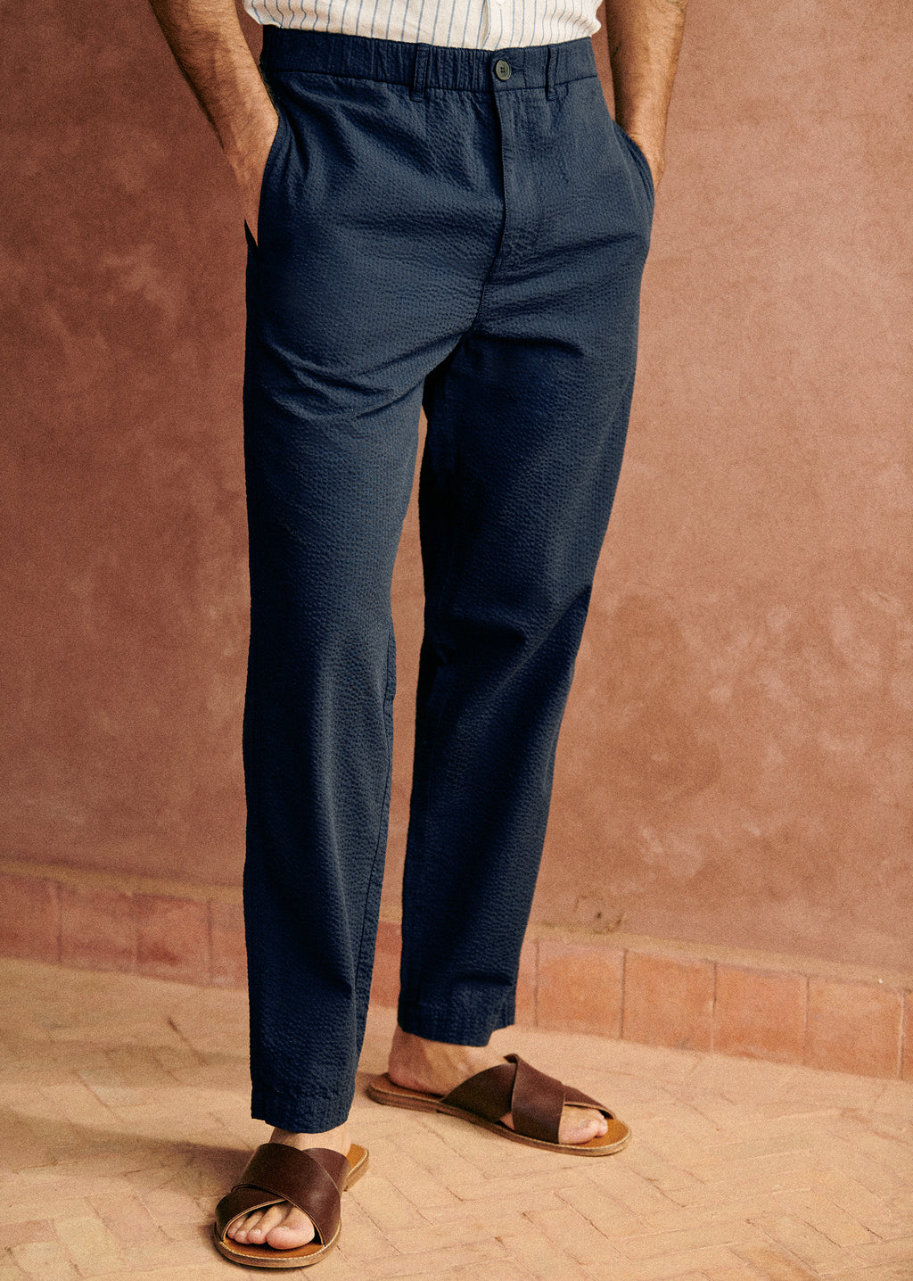 Pantalon Shane - Seersucker Marine