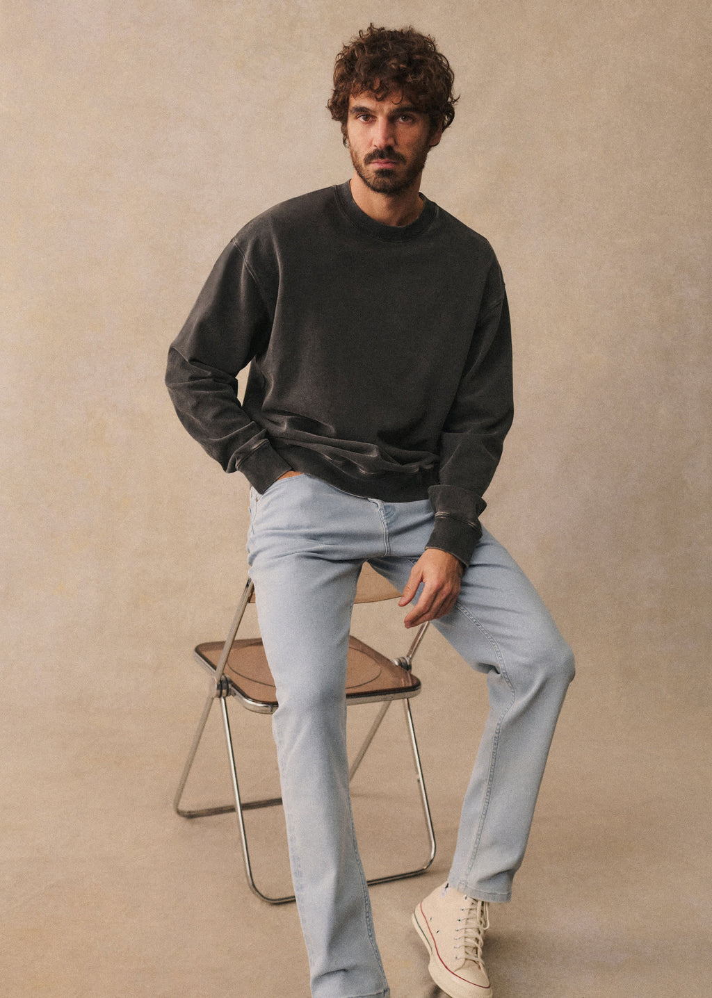 Sweatshirt Boxy - Noir Délavé