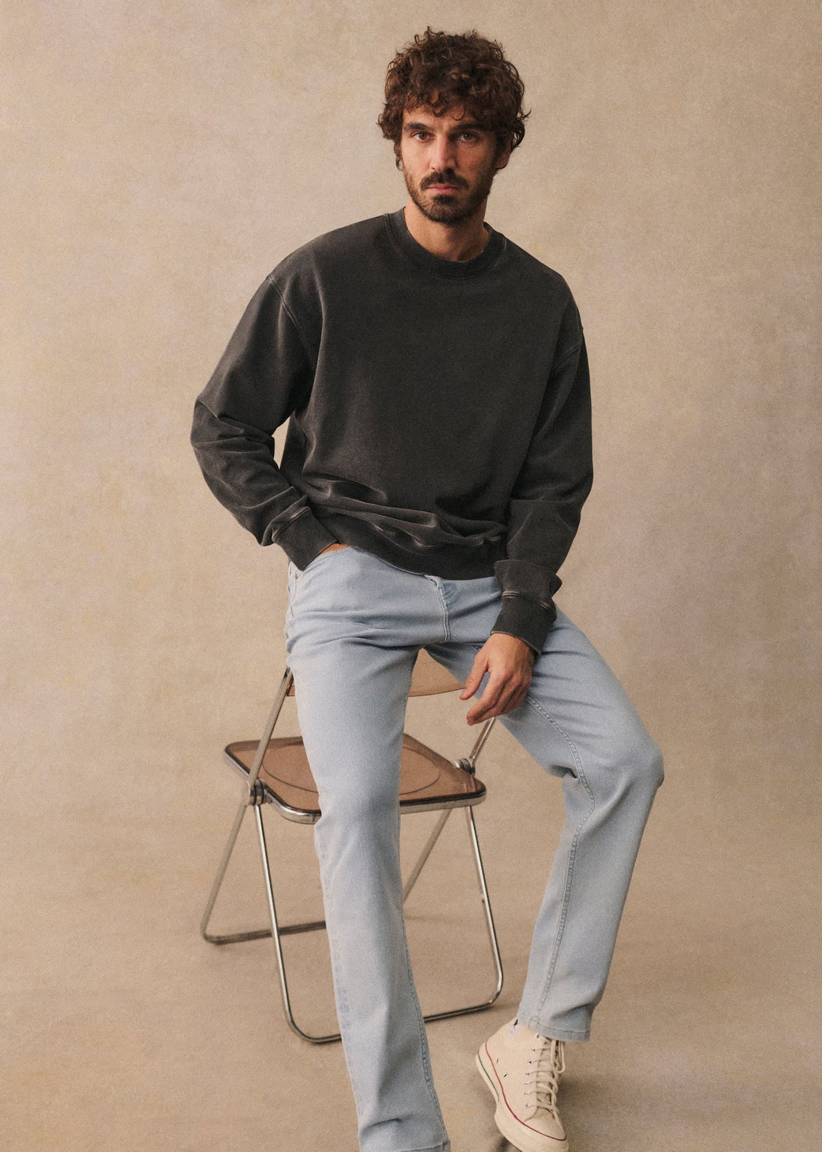 Sweatshirt Boxy - Noir Délavé