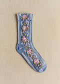 Chaussettes Diana - Fleurs Vintage Bleu Denim
