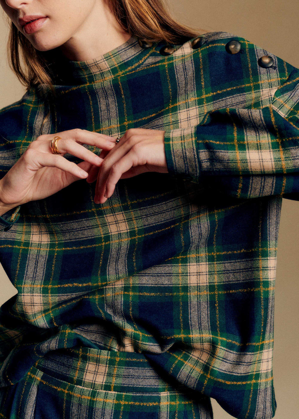 Blouse Ozalée - Carreaux Vert et Bleu