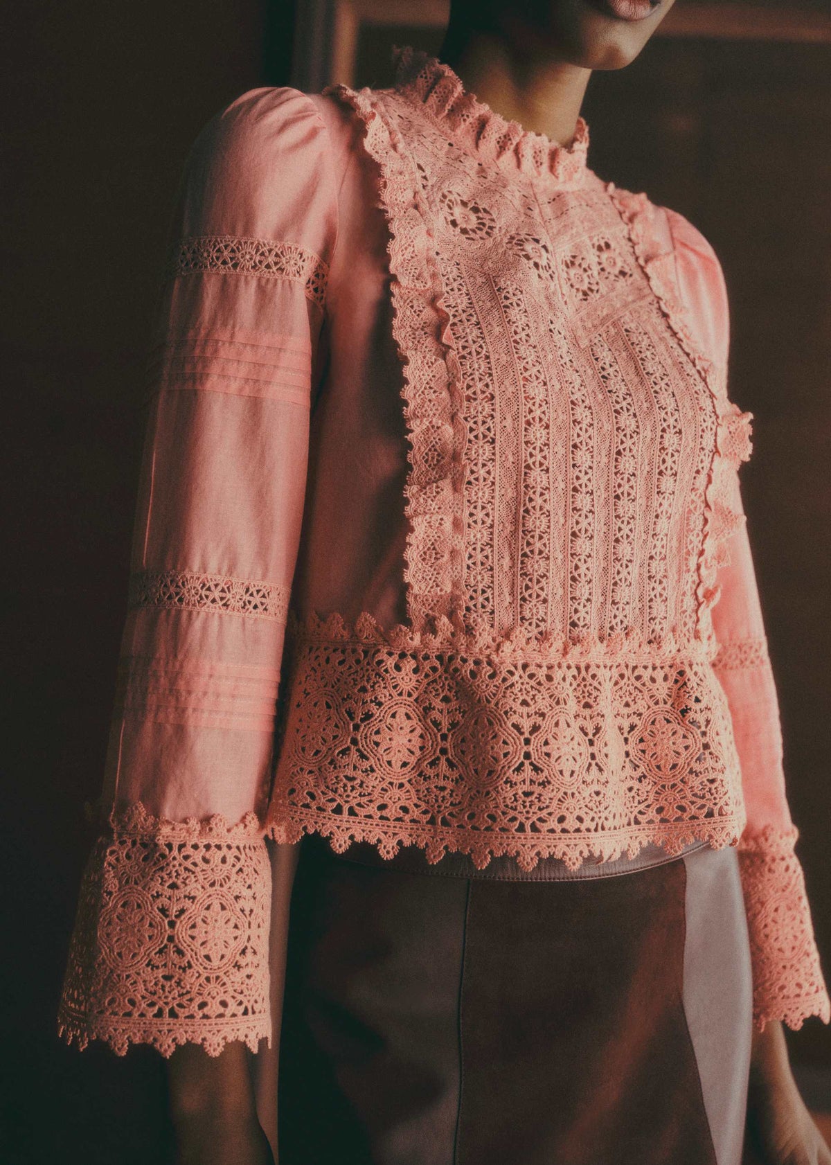 Blouse Tomoe - Dentelle Bois De Rose