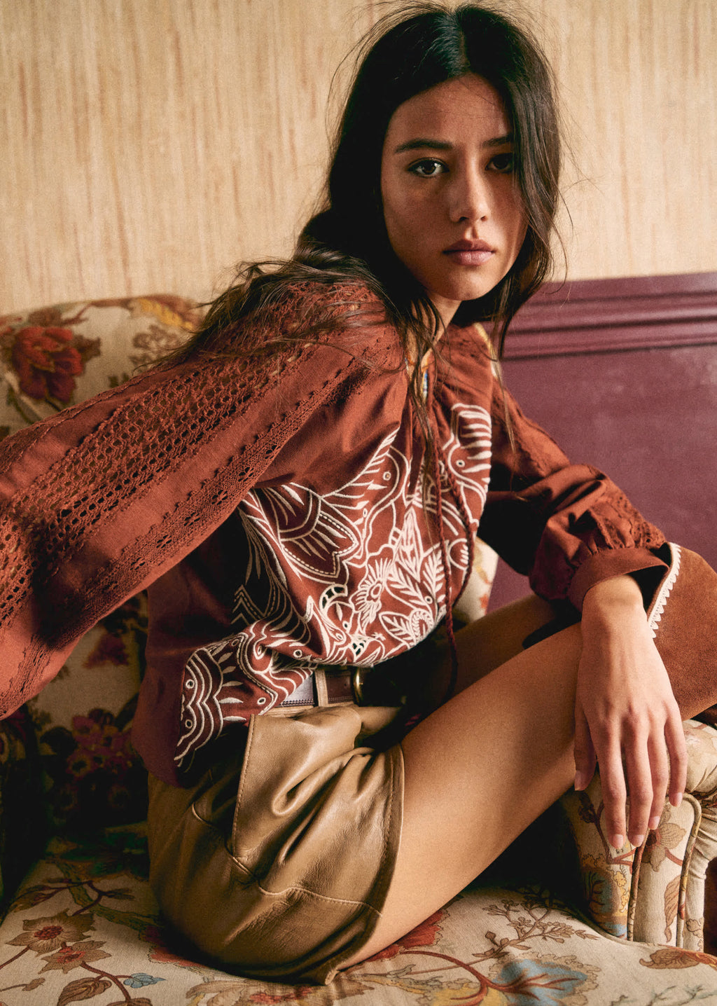 Blouse Moana - Ecru Fond Tomette - Création Rose