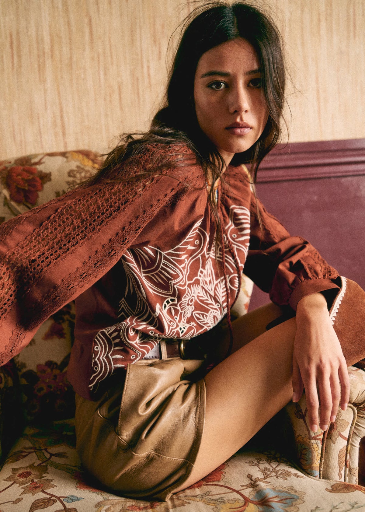 Blouse Moana - Ecru Fond Tomette - Création Rose