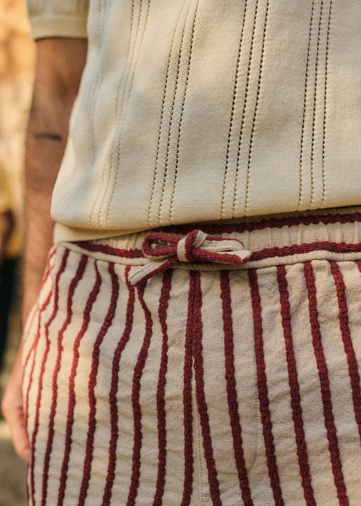 Short Halmon Texturé - Beige Rayures Rouille