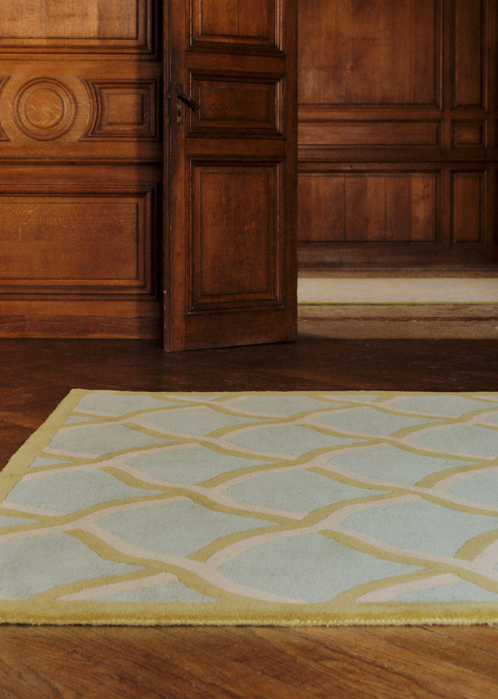 Tapis Legato - 200x300cm - Bleu orage, Olive et Beige