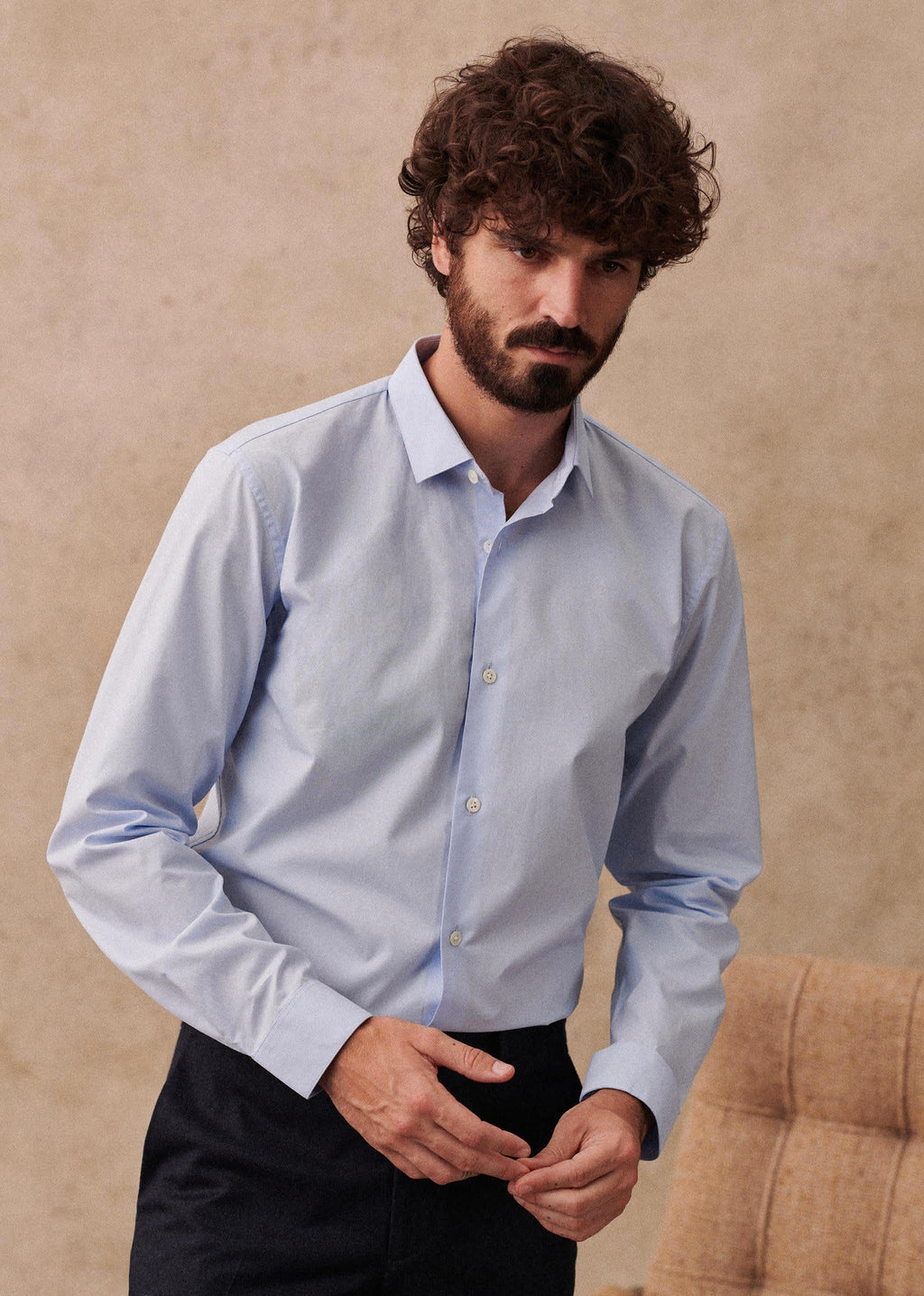Chemise Allen Popeline - Fil à Fil Bleu