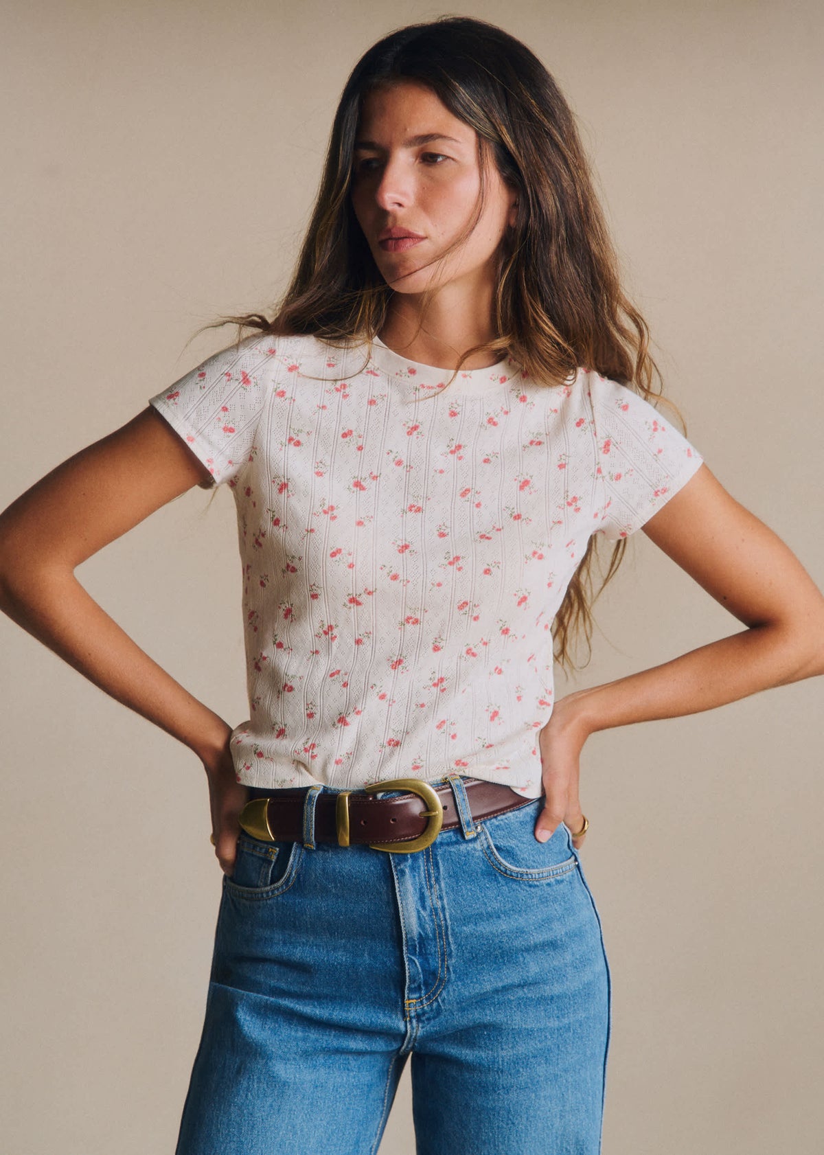 T-Shirt Camil - Pointelle Imprimé Flora