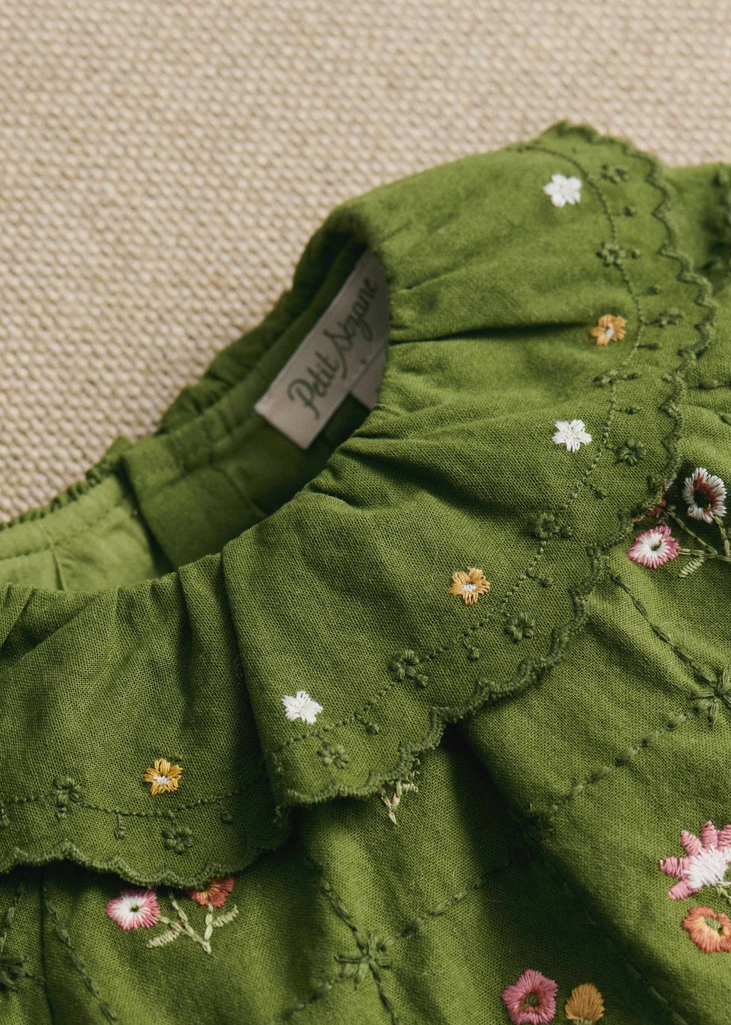 Robe Hélo - Olive / broderie herbier