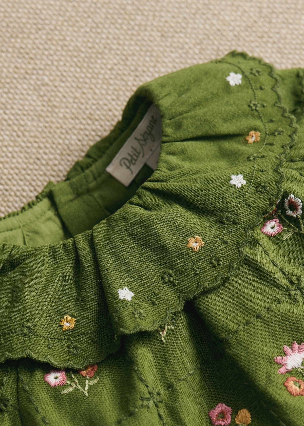 Robe Hélo - Olive / broderie herbier