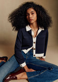 Gilet Betty - Marine Détails Ecru