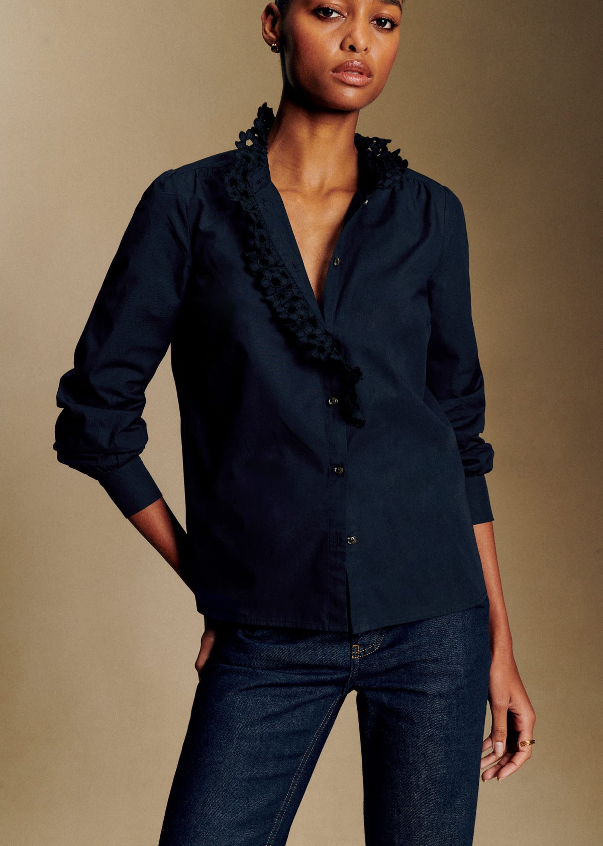 Chemise Chlo - Broderie unie marine