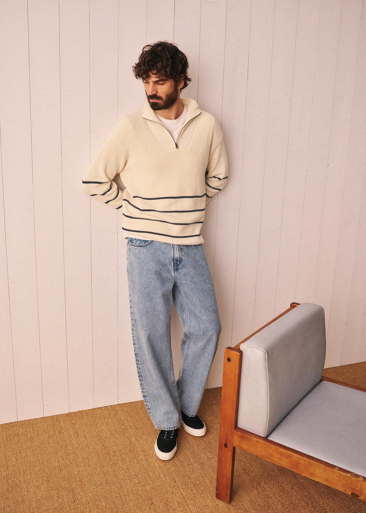 Pull Marlon - Écru Rayures Marine