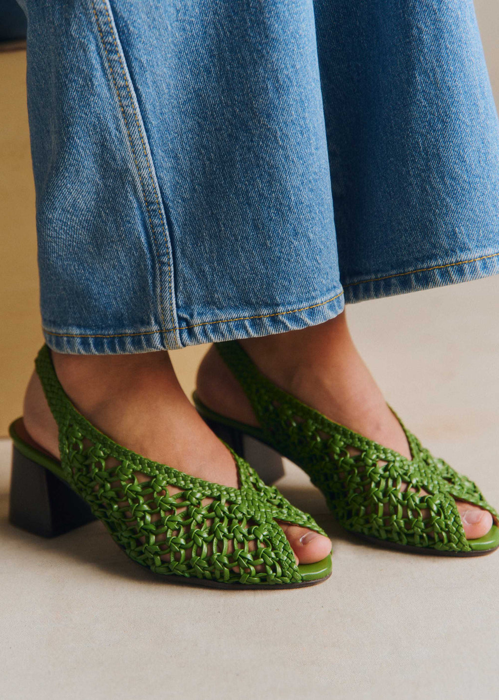 Sandales Enora - Vert Brillant Tressé