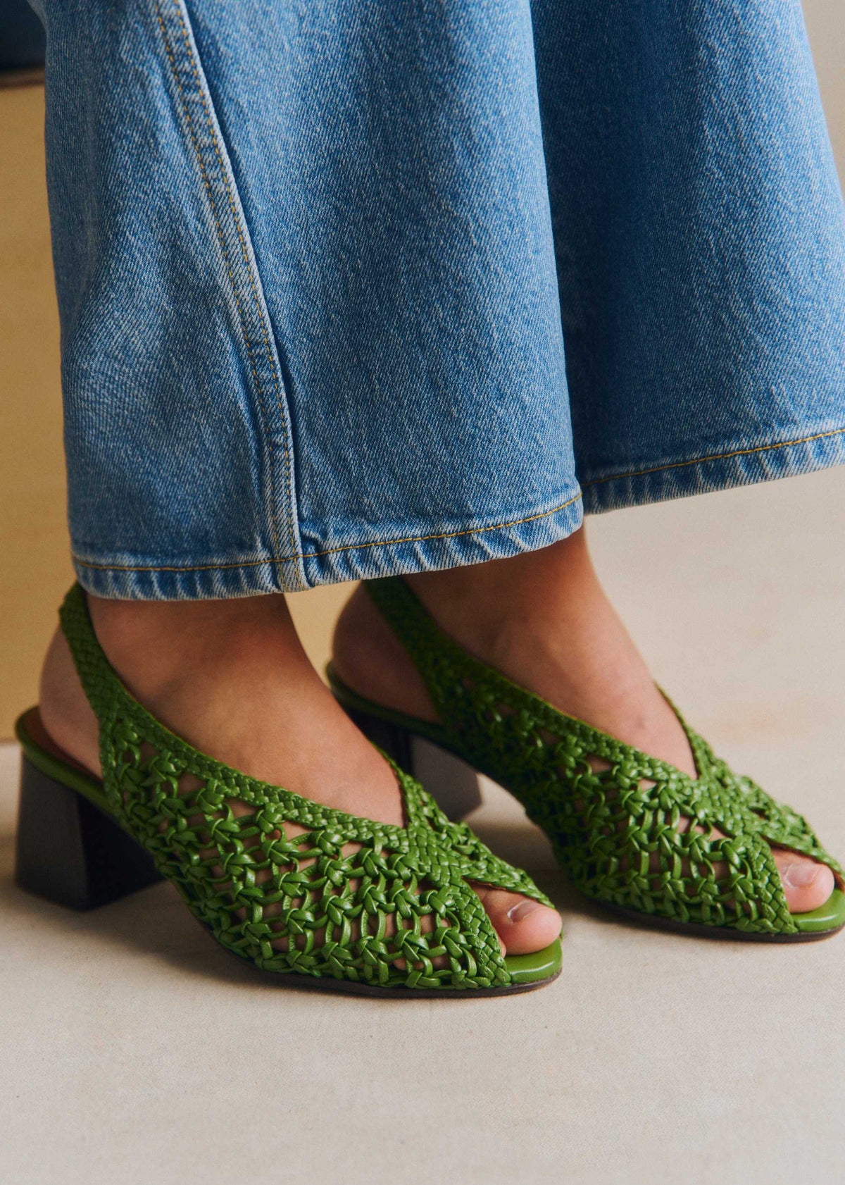 Sandales Enora - Vert Brillant Tressé
