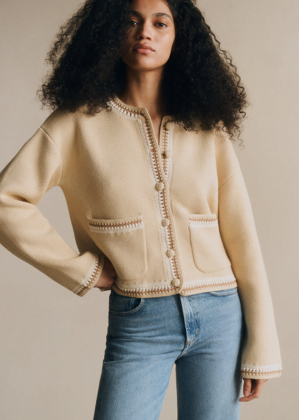 Veste Jade - Crème Détails Cacao