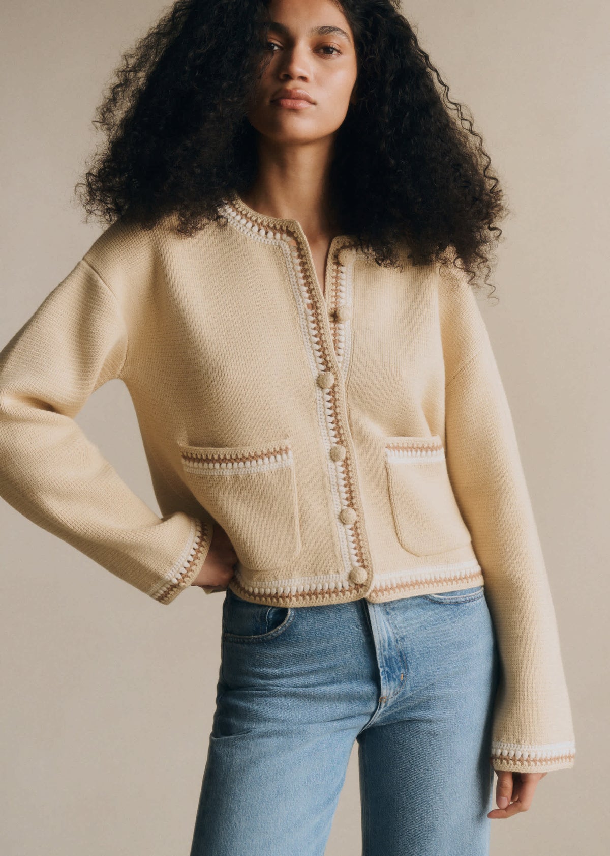 Veste Jade - Crème Détails Cacao