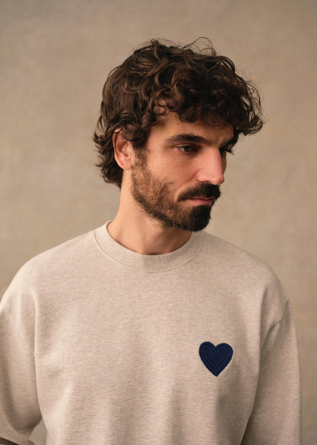 Sweatshirt Coeur Chaînette - Gris Chiné