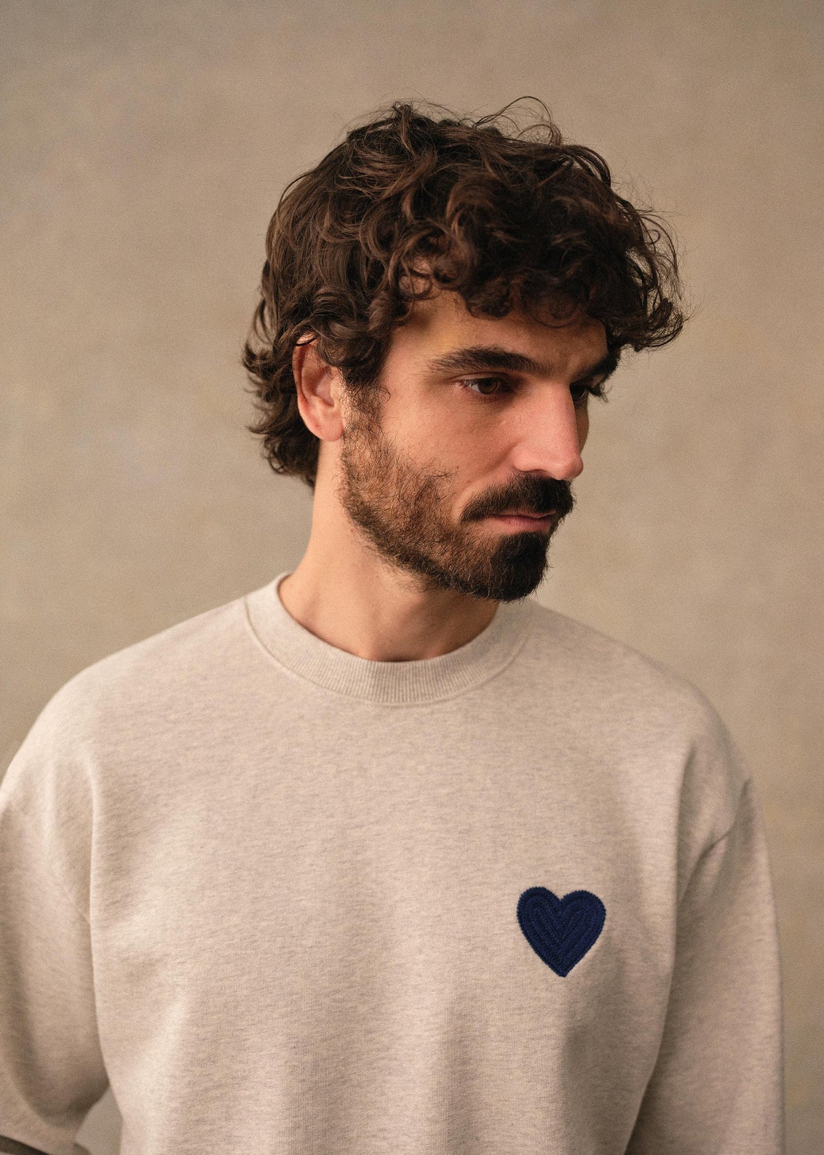 Sweatshirt Coeur Chaînette - Gris Chiné