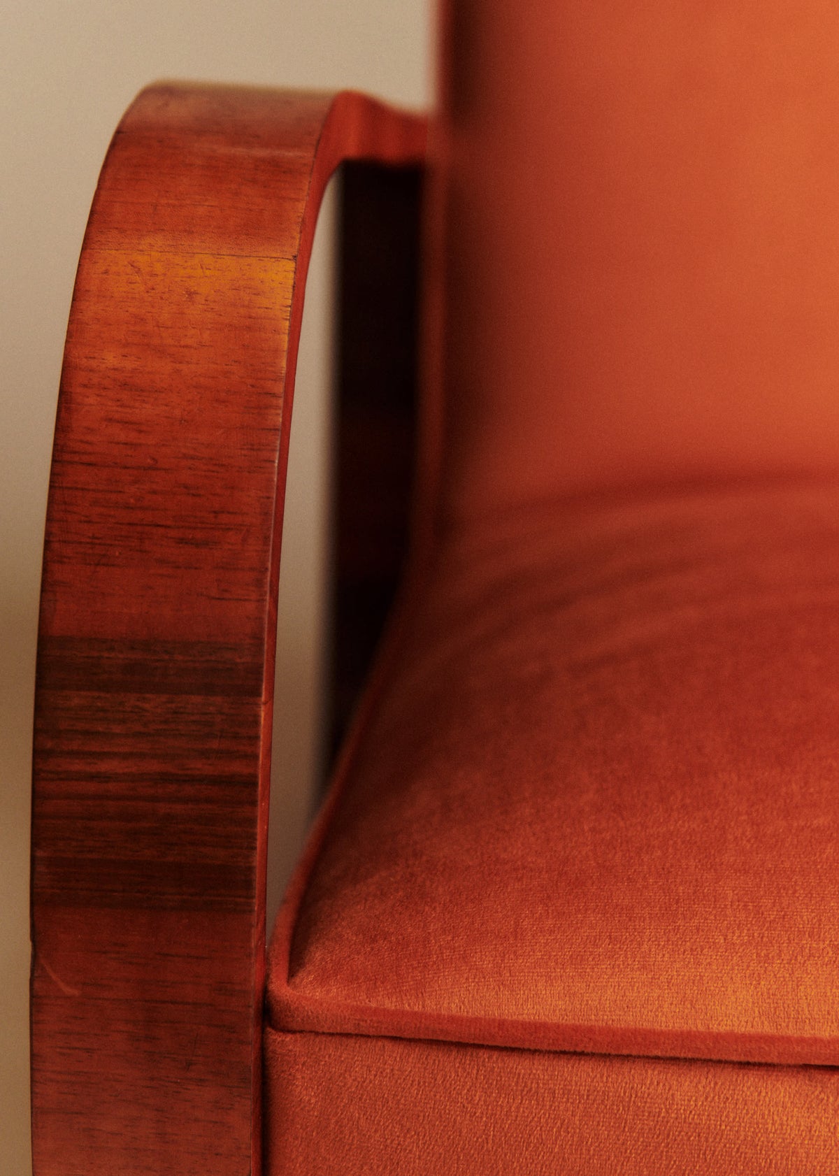 Fauteuil art déco vintage en alcanta - Orange