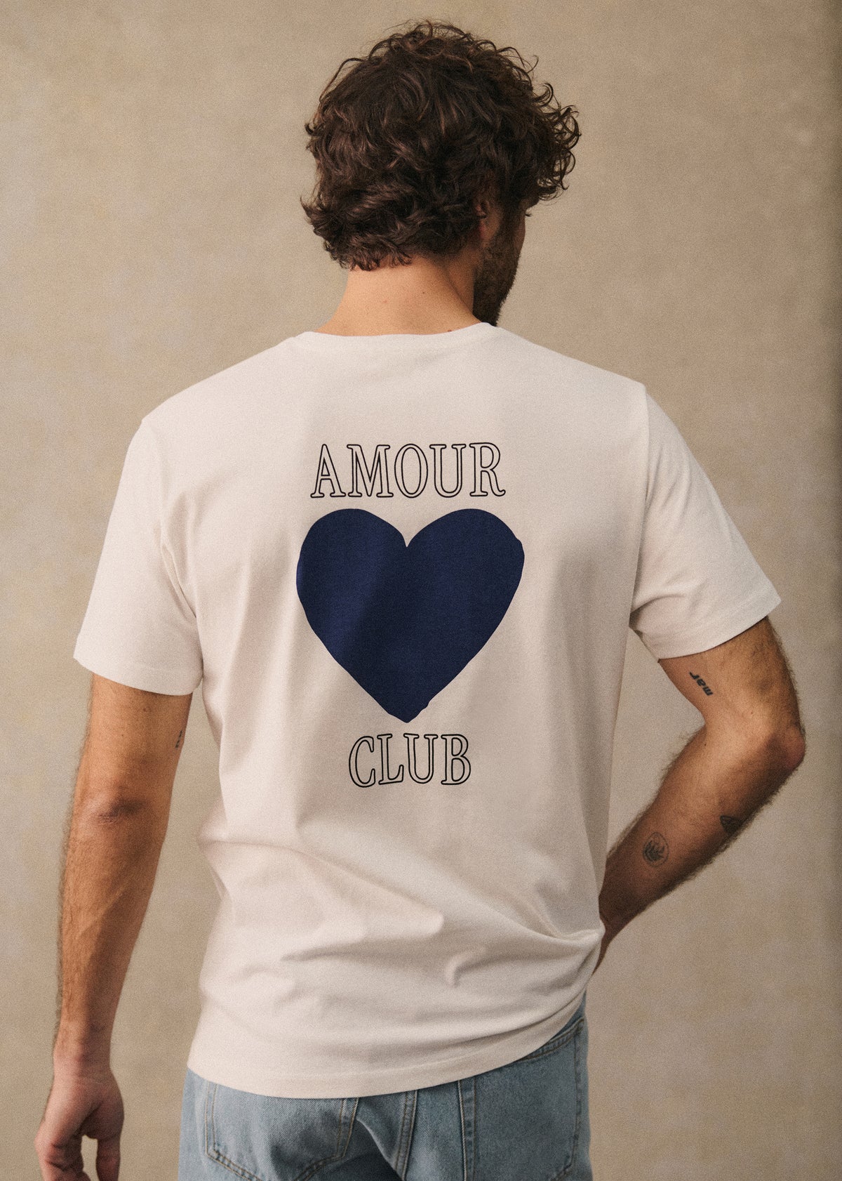T-Shirt Coeur Amour Club - Blanc / Marine