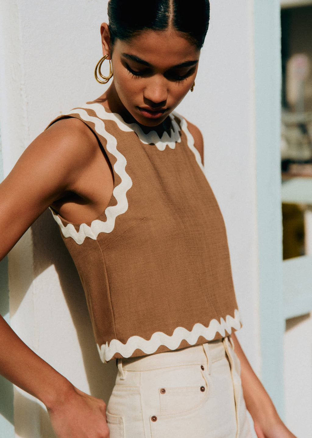 Blouse Dee - Noisette Zigzag Écru