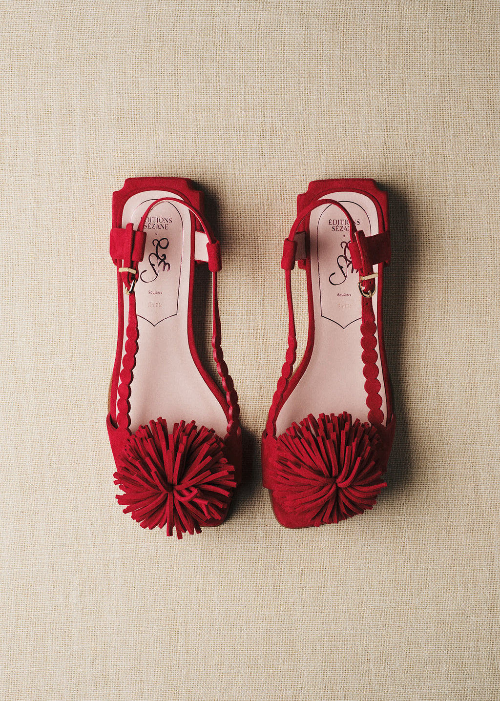 Sandales Émilie - CFM Souliers x Editions Sézane - Velours Rouge