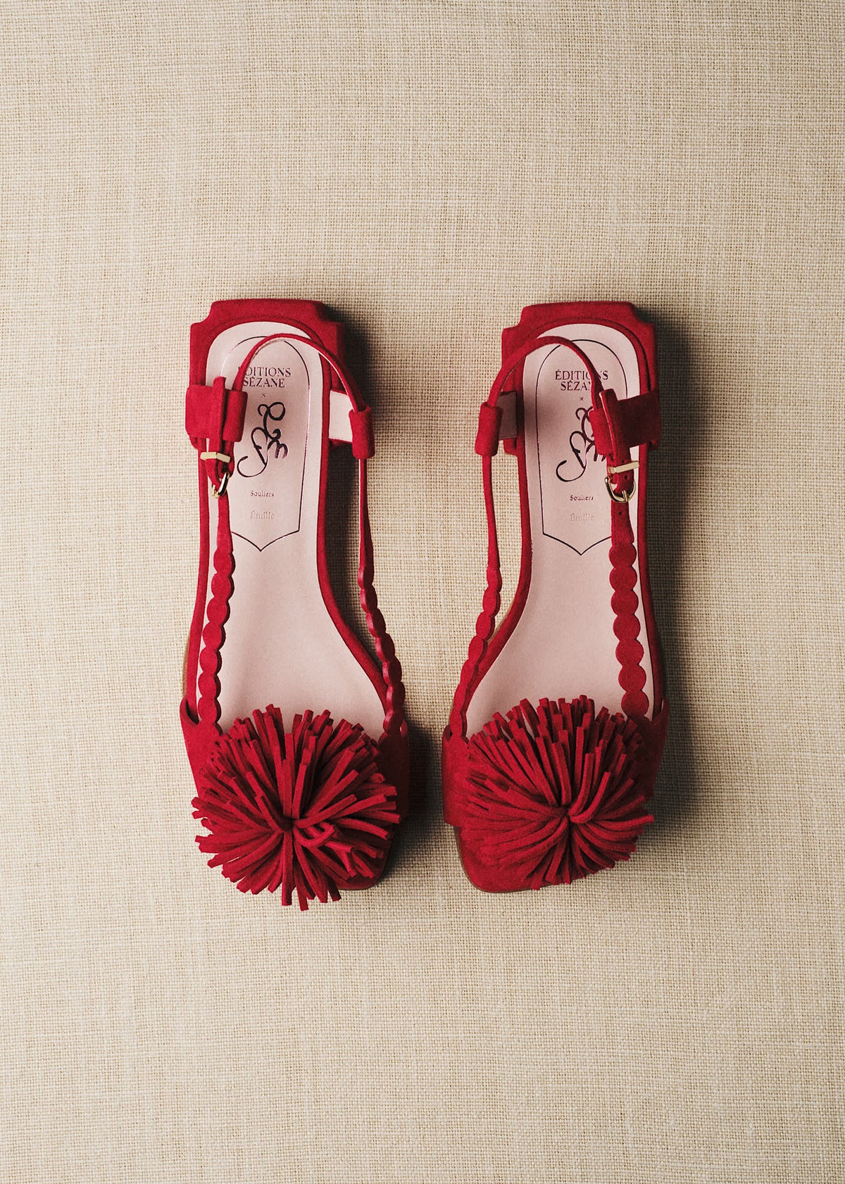 Sandales Émilie - CFM Souliers x Editions Sézane - Velours Rouge