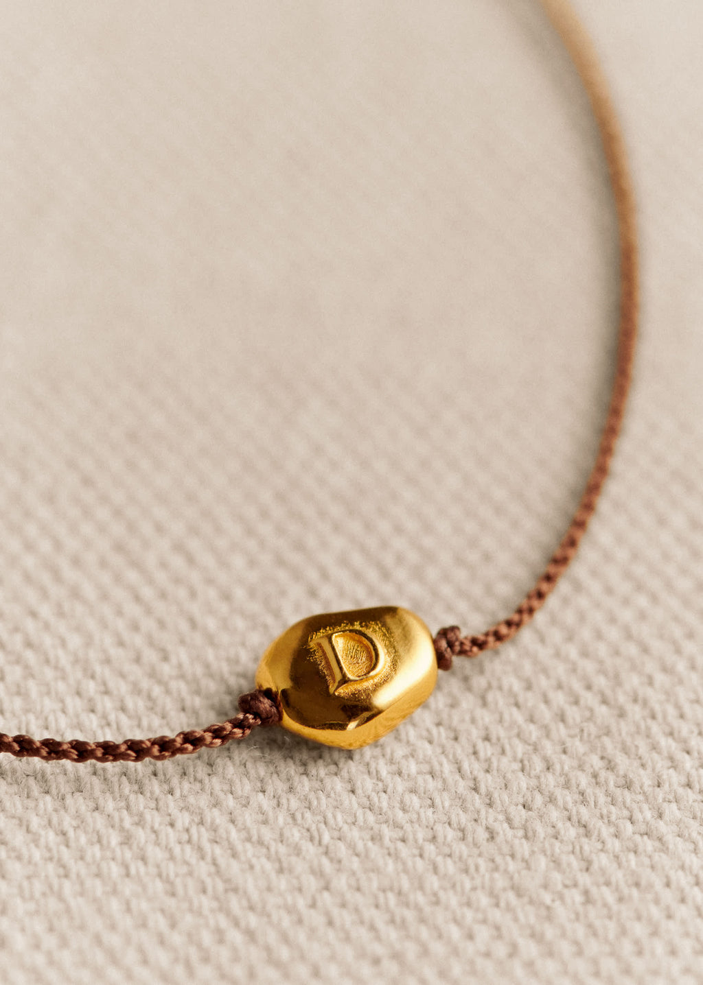 Bracelet Cléo - Chocolat - Lettre D