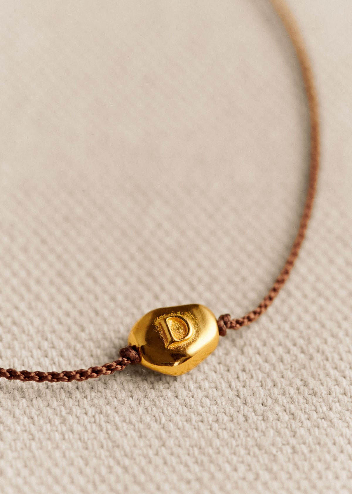 Bracelet Cléo - Chocolat - Lettre D