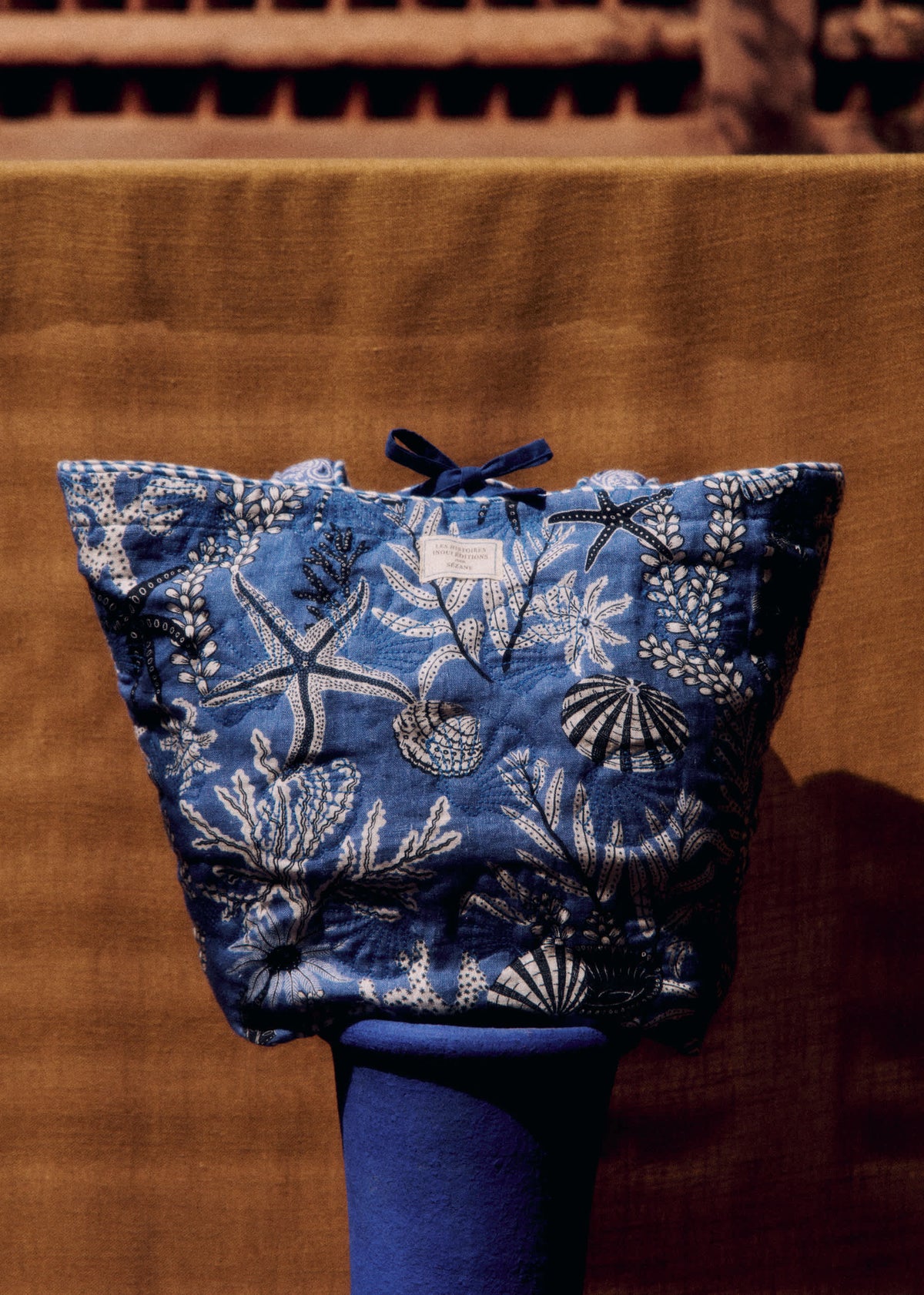 Cabas coquillage - Sézane x Inoui Editions - Imprimé Coquillages Bleu