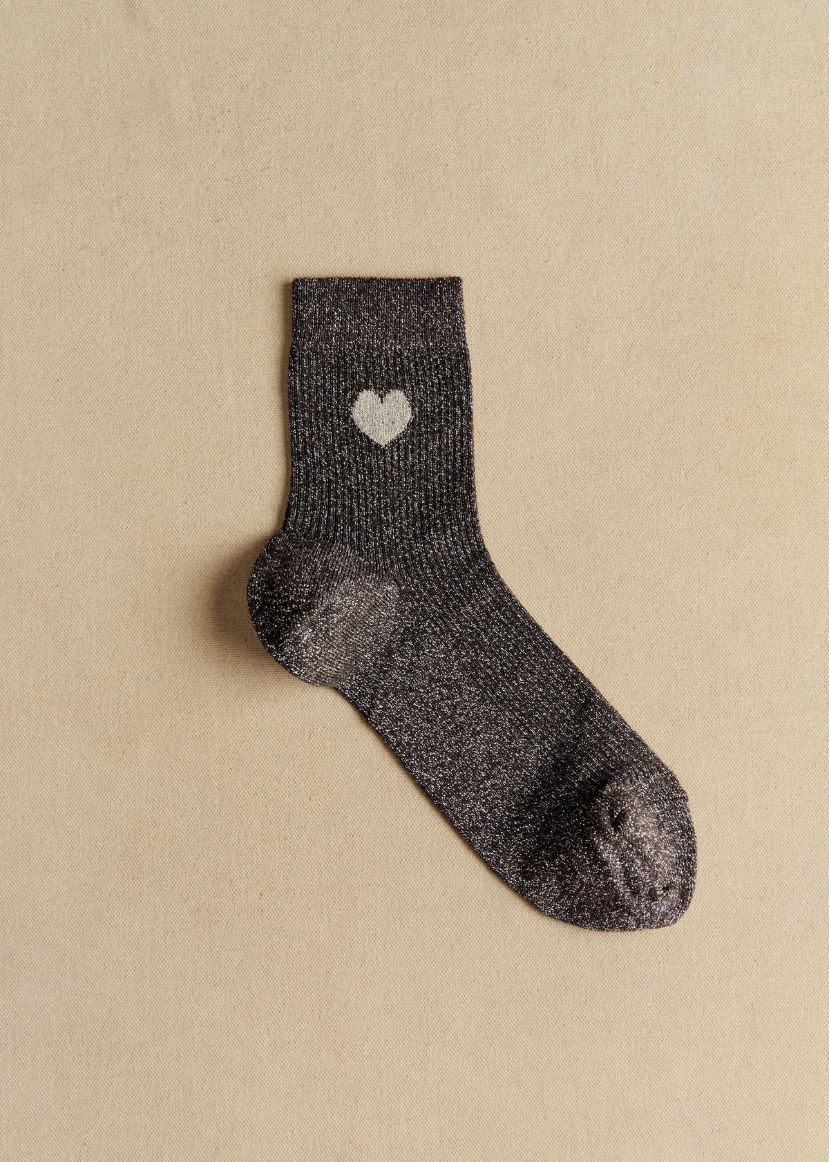 Coffret de 3 chaussettes lurex coeur - Bordeaux Argent Gris