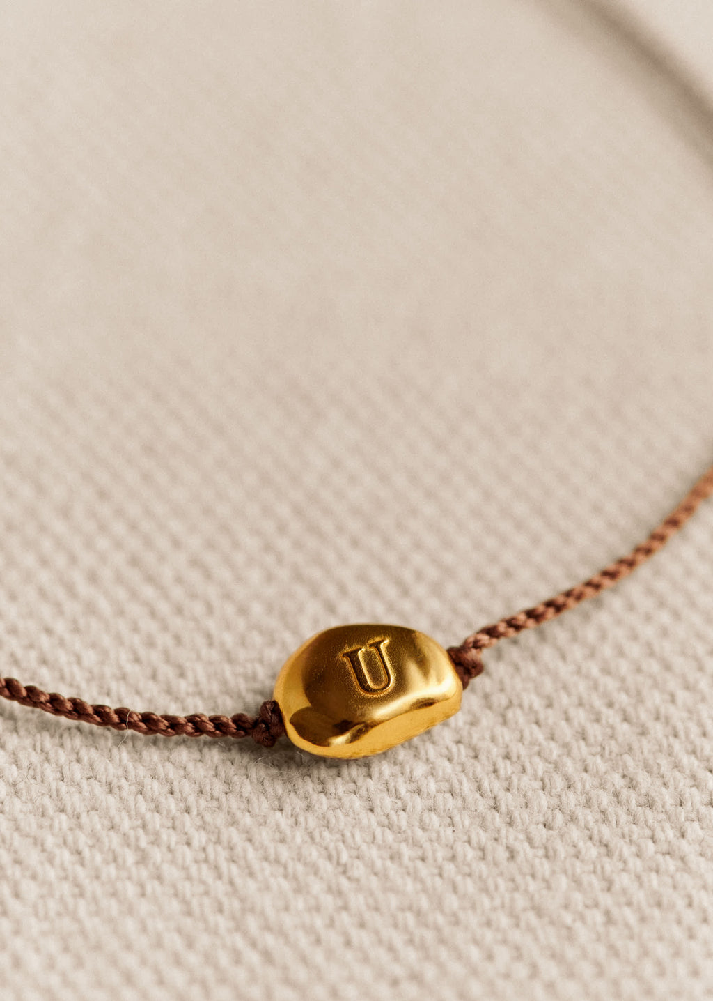 Bracelet Cléo - Chocolat - Lettre U