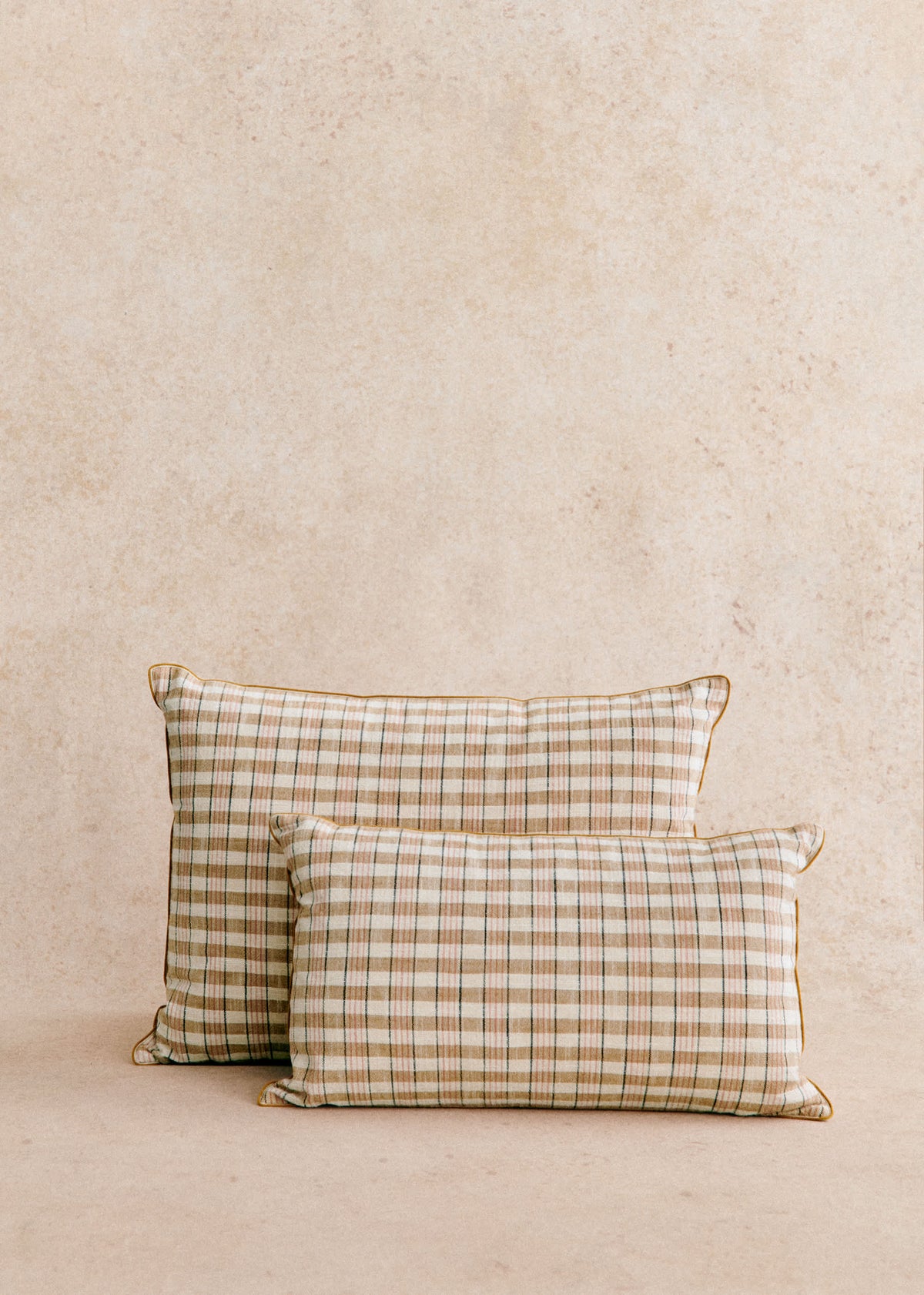 Coussin Tissé Pianissimo - Grand modèle - Café et Blush
