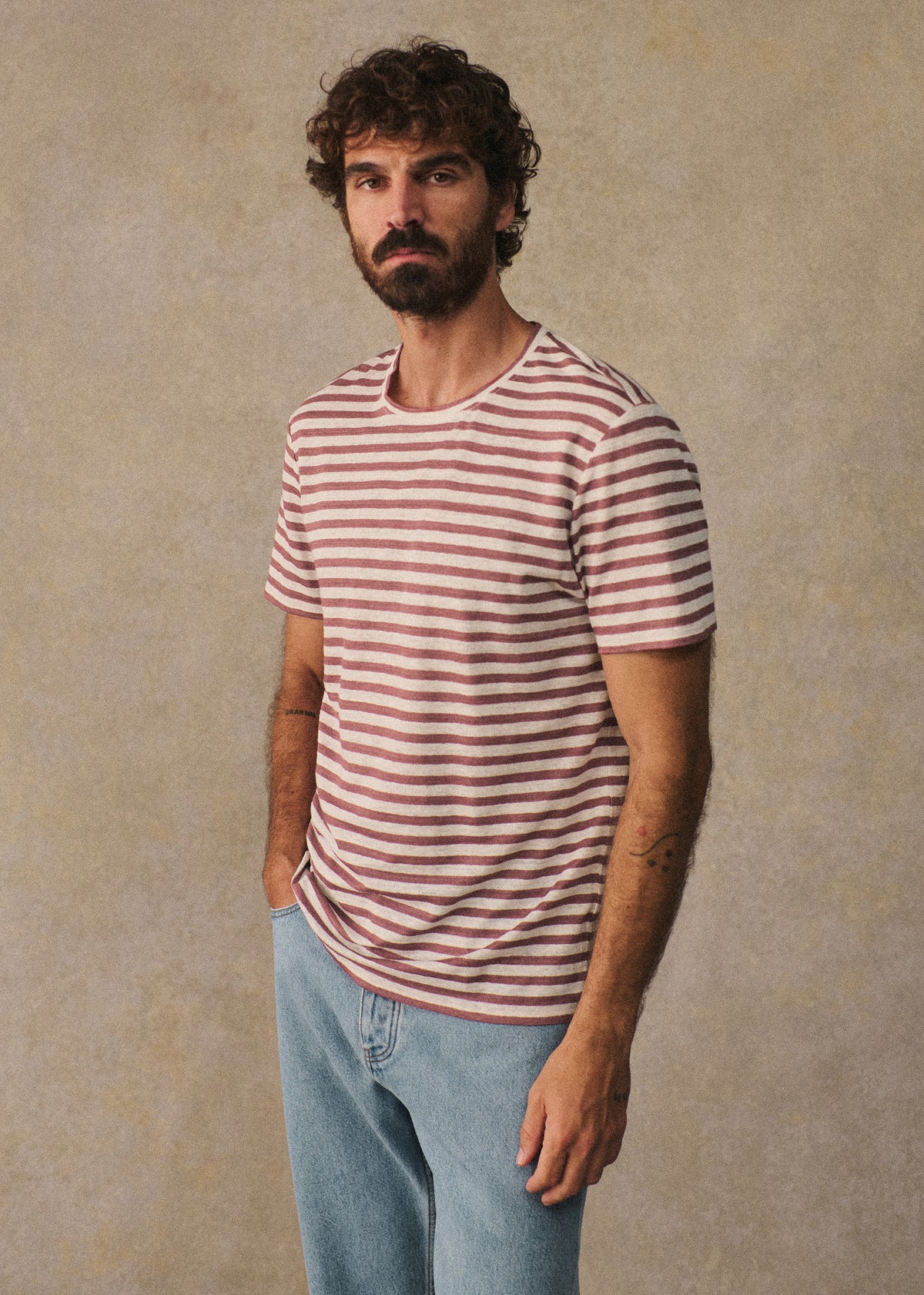 T-Shirt Fabio - Écru / Rose Ancien