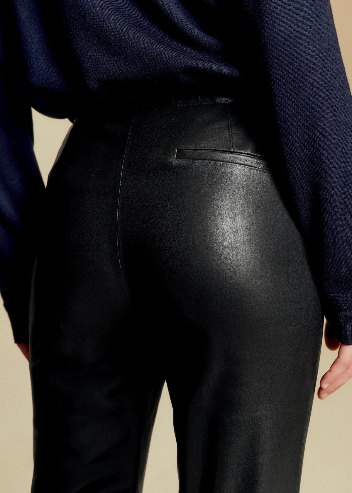 Pantalon Ciara - Cuir Noir Lisse