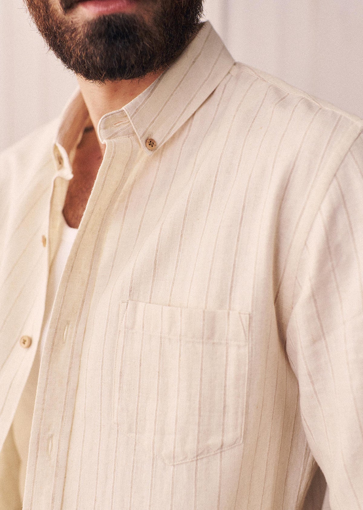 Chemise Charlie - Écru Rayures Beiges