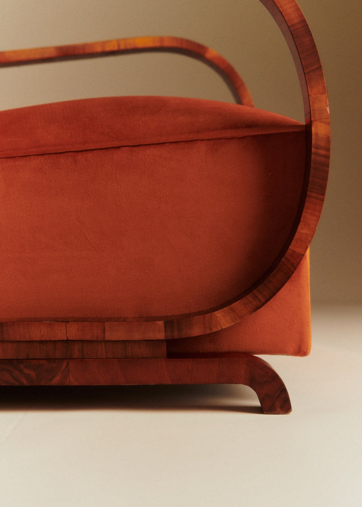 Fauteuil art déco vintage en alcanta - Orange