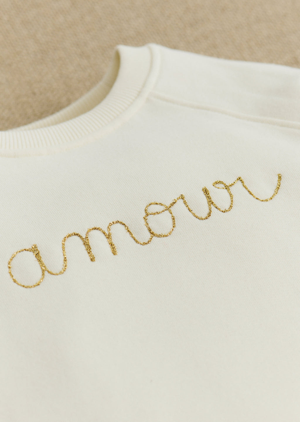 Sweat-Shirt Tommy Amour - Ecru/Doré