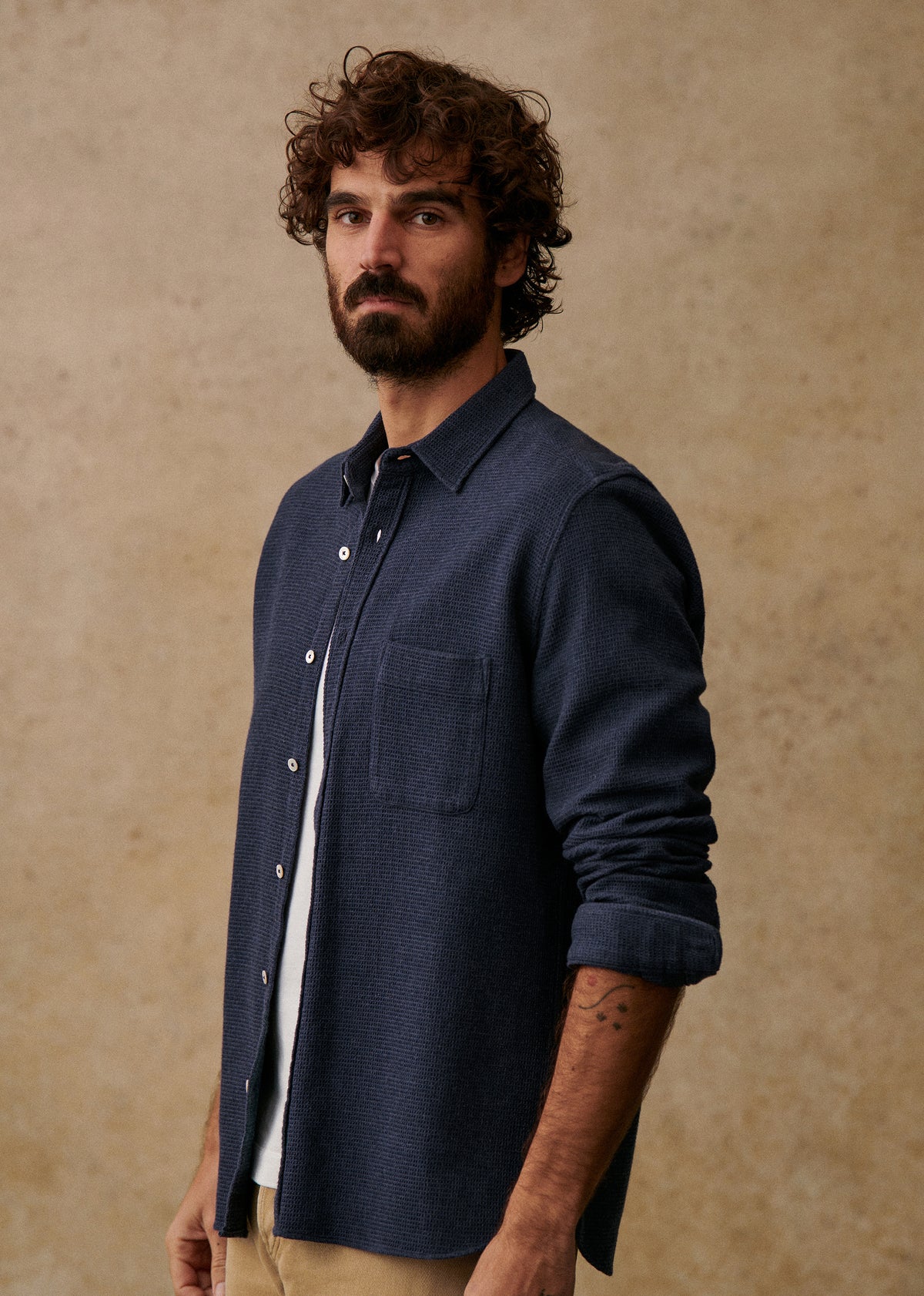 Chemise Lars Waffle - Bleu Chiné