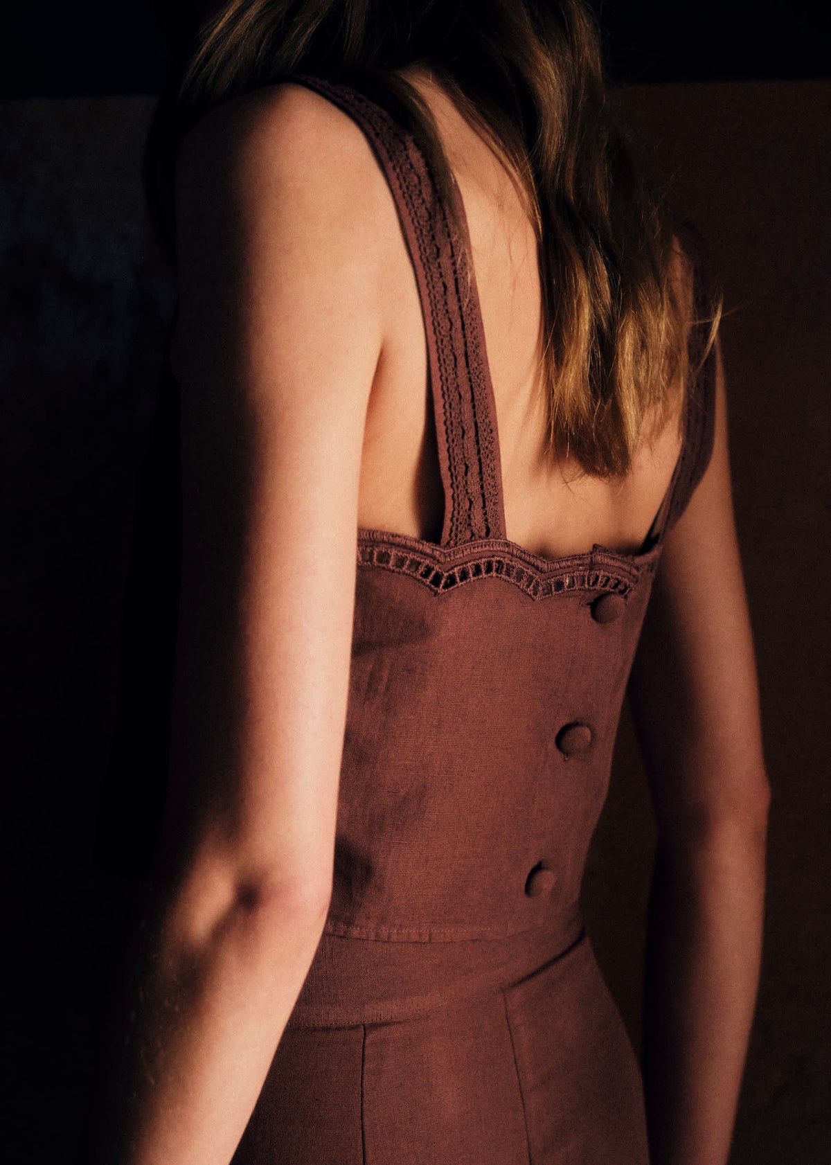 Blouse Marga - Broderie Unie Chocolat