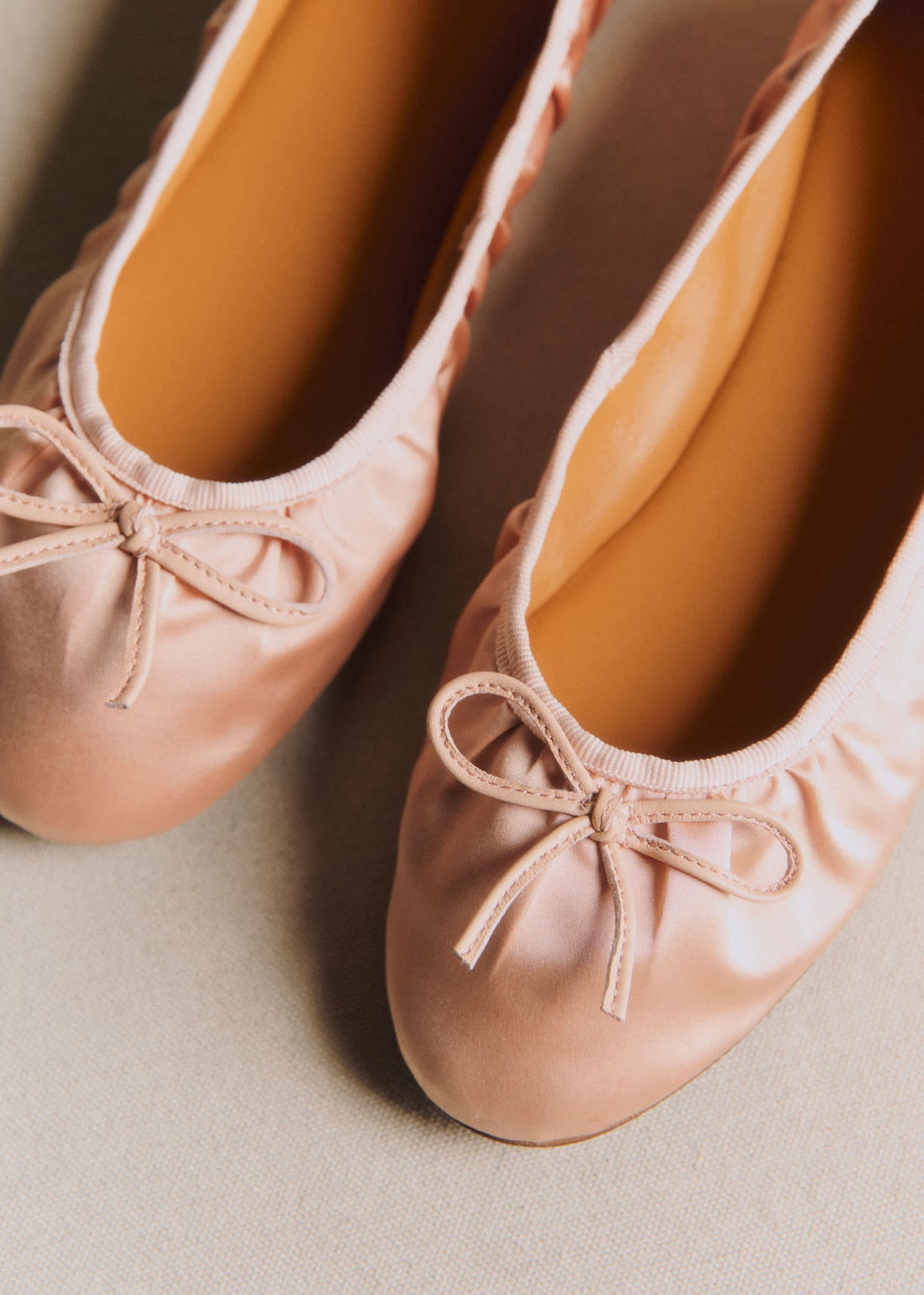Ballerines Low Agathe - Rose Pâle Satin Plissé