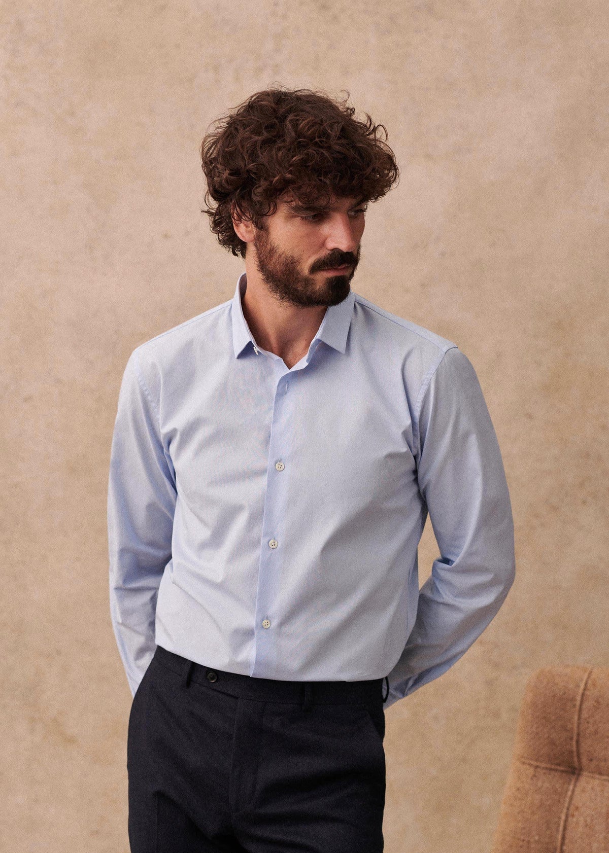 Chemise Allen Popeline - Fil à Fil Bleu