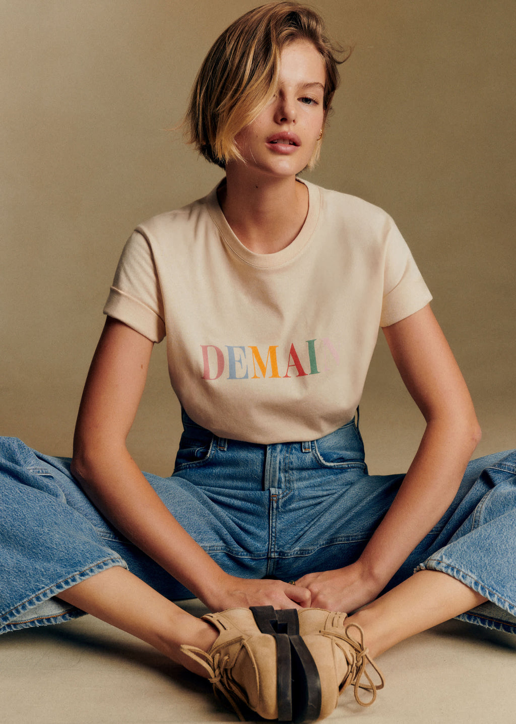T-Shirt Demain - Crème / Multico