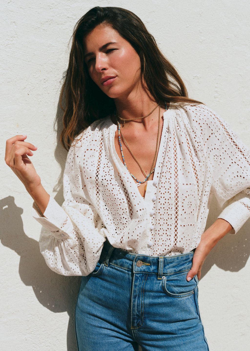 Chemise Roma - Broderie Unie Ecru