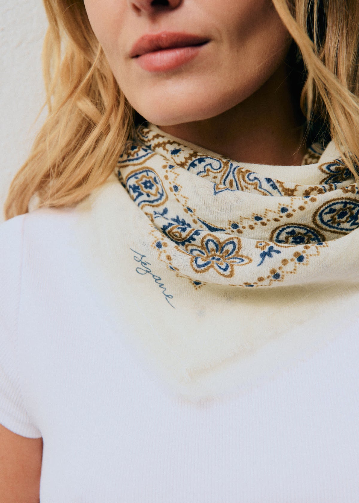 Foulard Maryse - Imprimé Bandana Écru Kaki