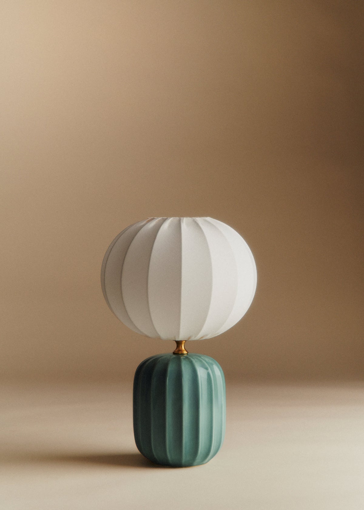 Lampe Traviata petit modèle - Lagon - Abat-jour Sonate - Écru